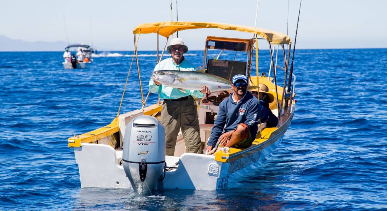 Captain and crew aboard a Baja Mosquito Fleet panga