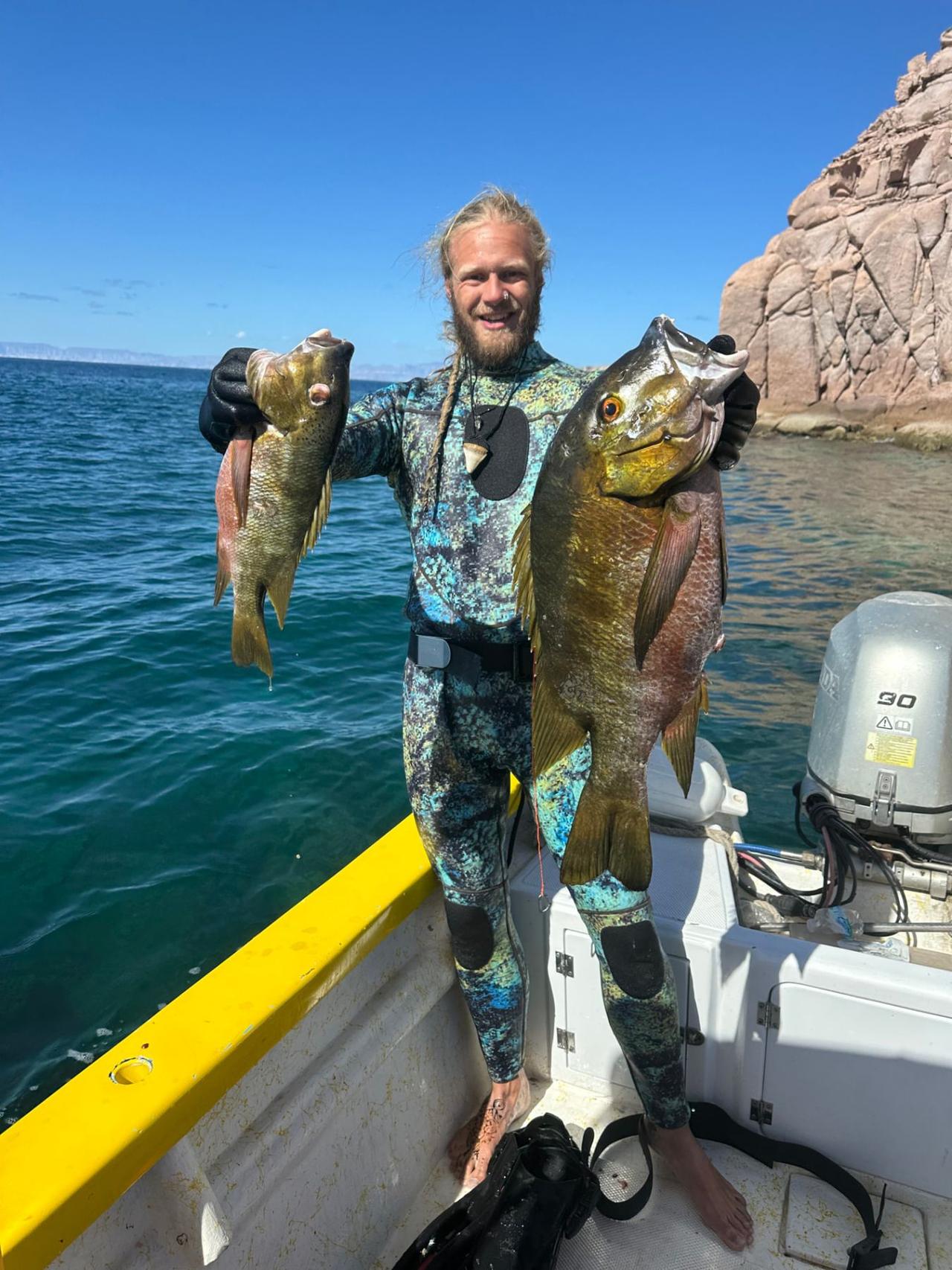 Spearfishing catch caught with Baja Mosquito Fleet in La Paz, Mexico
