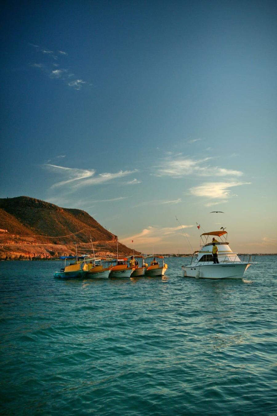 Sunset over the fleet — Baja Mosquito Fleet, La Paz